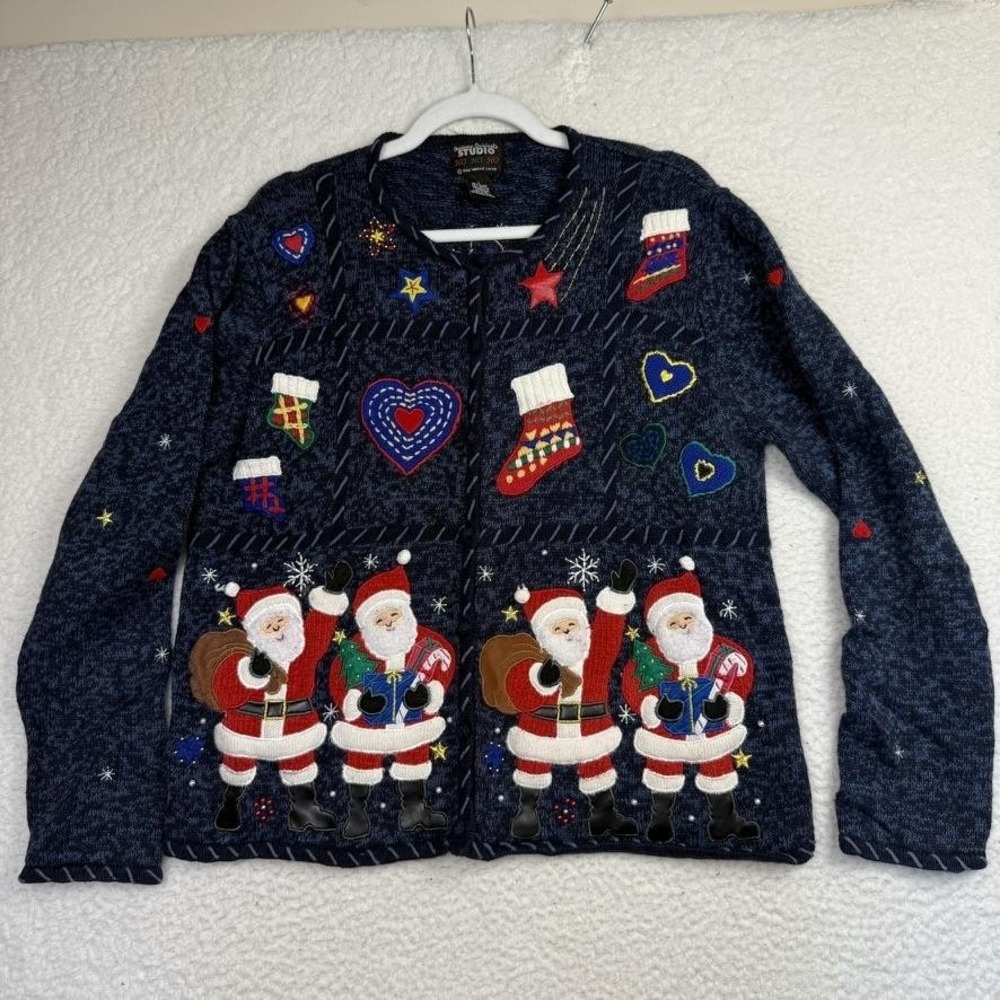 Vintage Designers Originals Studio Sweater Womens Large Santa Christmas Holiday